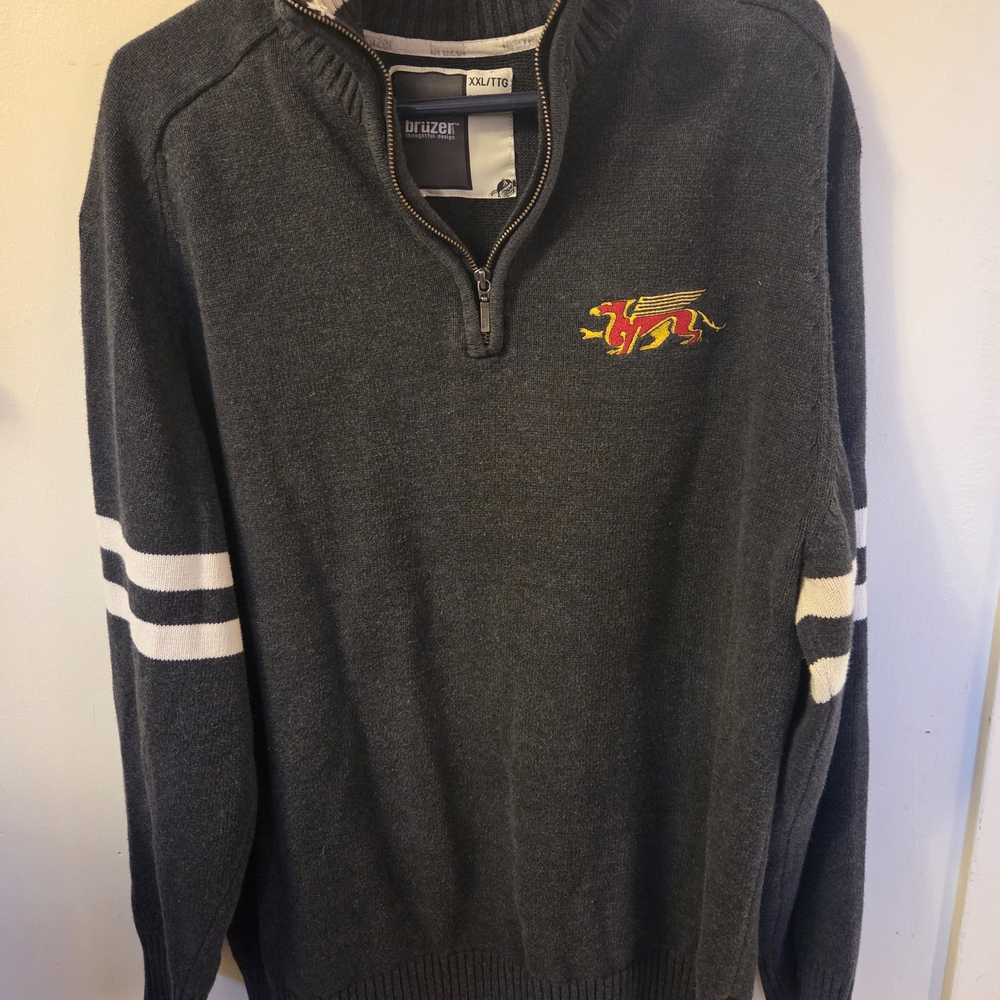 Men's Gray Sweater with Embroidered Logo